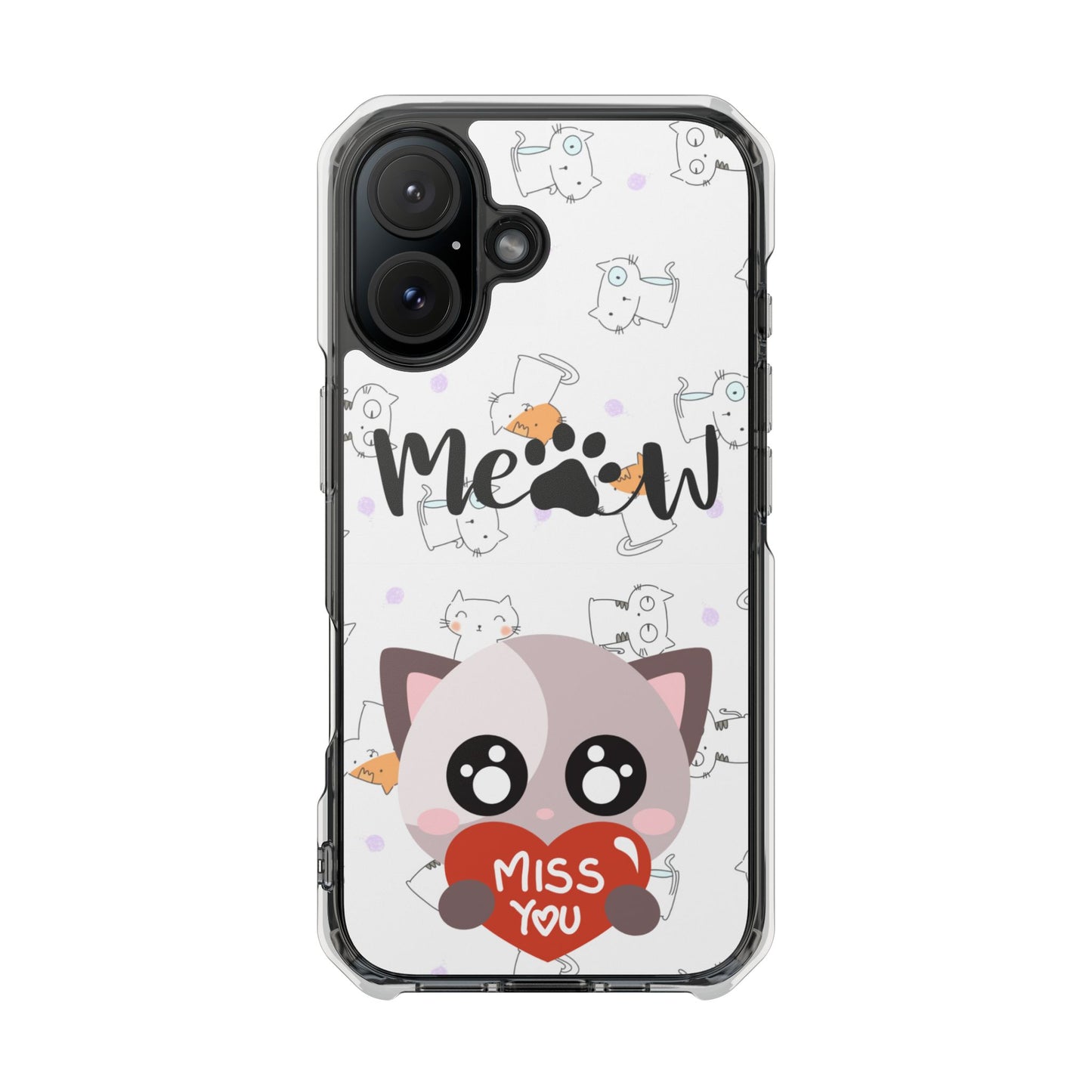 Cute Cat Magnetic Phone Case – “Meow” Design | Pet Lover Gift | iPhone 14–16 Series | Cat Mom Essential by Pawsy Prints