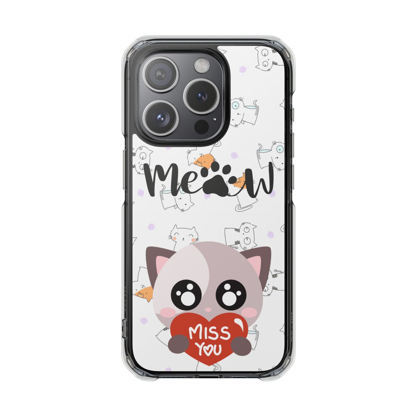 Cute Cat Magnetic Phone Case – “Meow” Design | Pet Lover Gift | iPhone 14–16 Series | Cat Mom Essential by Pawsy Prints