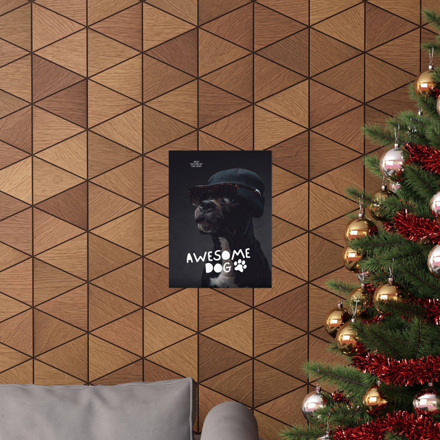 Awesome Dog Matted Poster, Dog Lover Decor, Pet Owner Gift, Fun Wall Art, Unique Home Decor, Dog-Themed Artwork