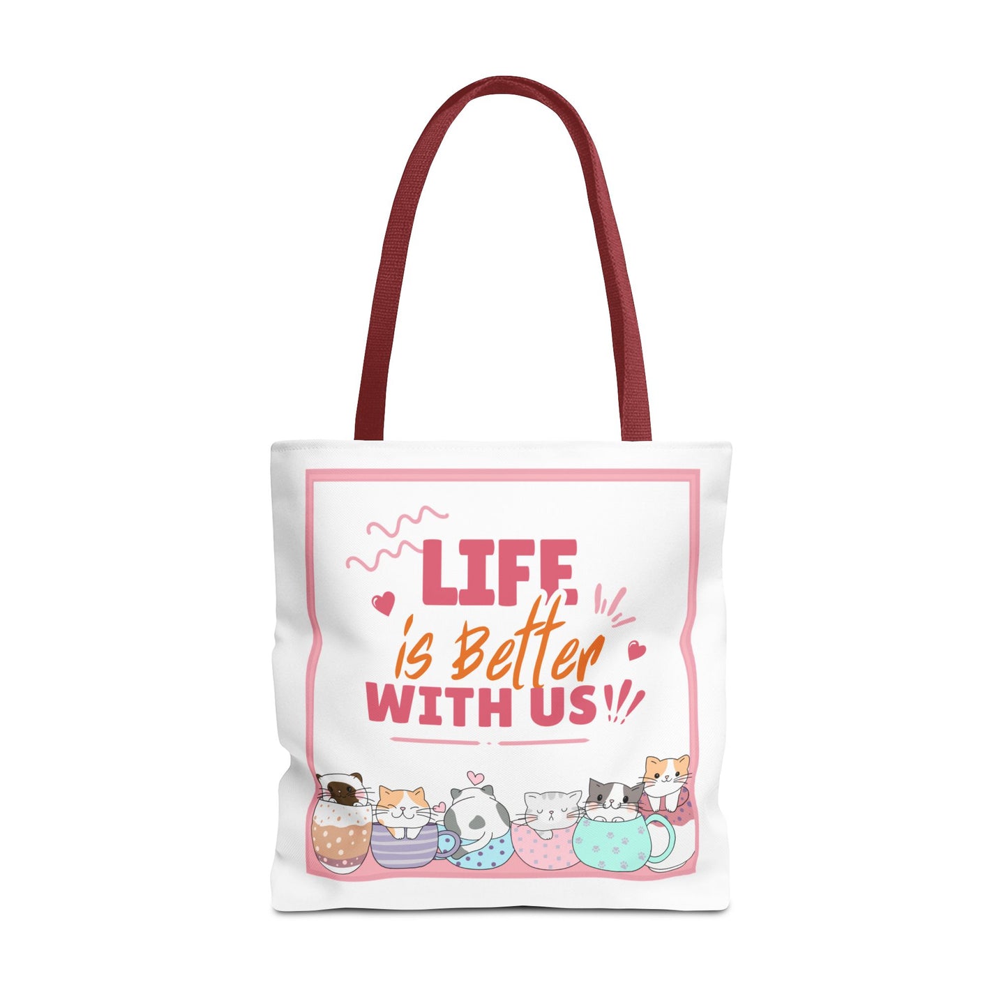 Whimsical Cat Tote Bag - "Life is Better with Us" - Cute Pet Lover Gift, Eco-Friendly Shopping Bag, Fun Summer Accessory, Stylish [...]