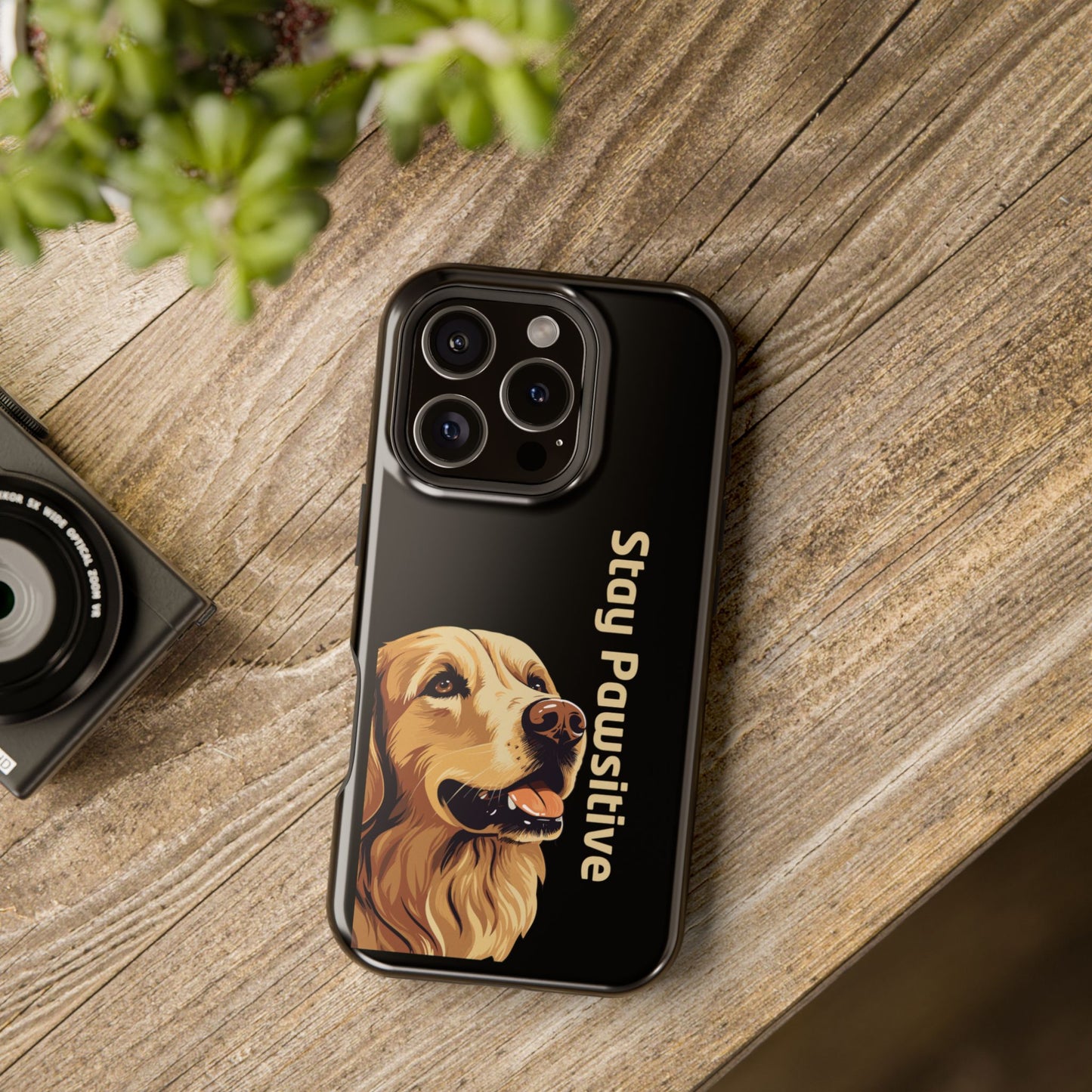 Golden Retriever Phone Case – Stay Pawsitive | Dog Lover Gift | iPhone 17 Pro Max & 17 Series | Glossy Finish | Pawsy Prints